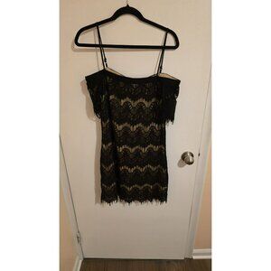 TOTO COLLECTION Dress Cold Shoulder Juniors L/XL Black Lace Cocktail Funeral NWT